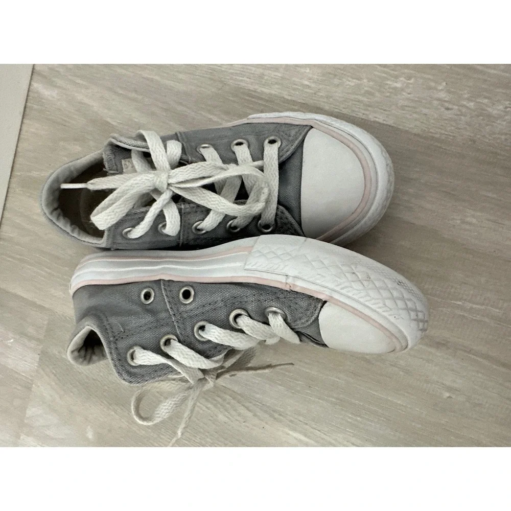 Kids Converse All Star Low Top‎ Sneakers Gray Canvas Lace Up Casual Shoes Sz 11